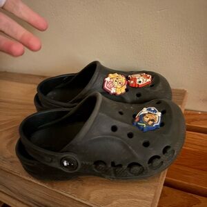 Black Kids Clog Shoes with Character Charms